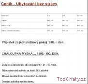 Chata Myšák Ceník 2023