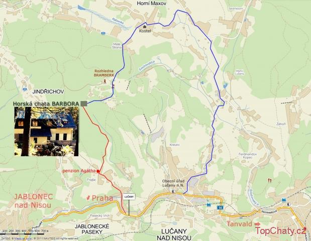 Horská chata Barbora Mapa cesty
