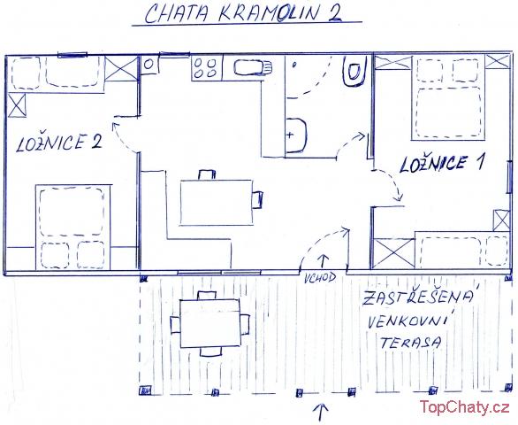 Chata Kramolín půdorys chaty